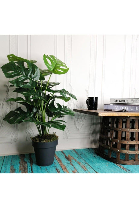 Artificial Tree Salon Pflanze Monstera 70 Cm 18 Blatt Anthrazit - Swordslife