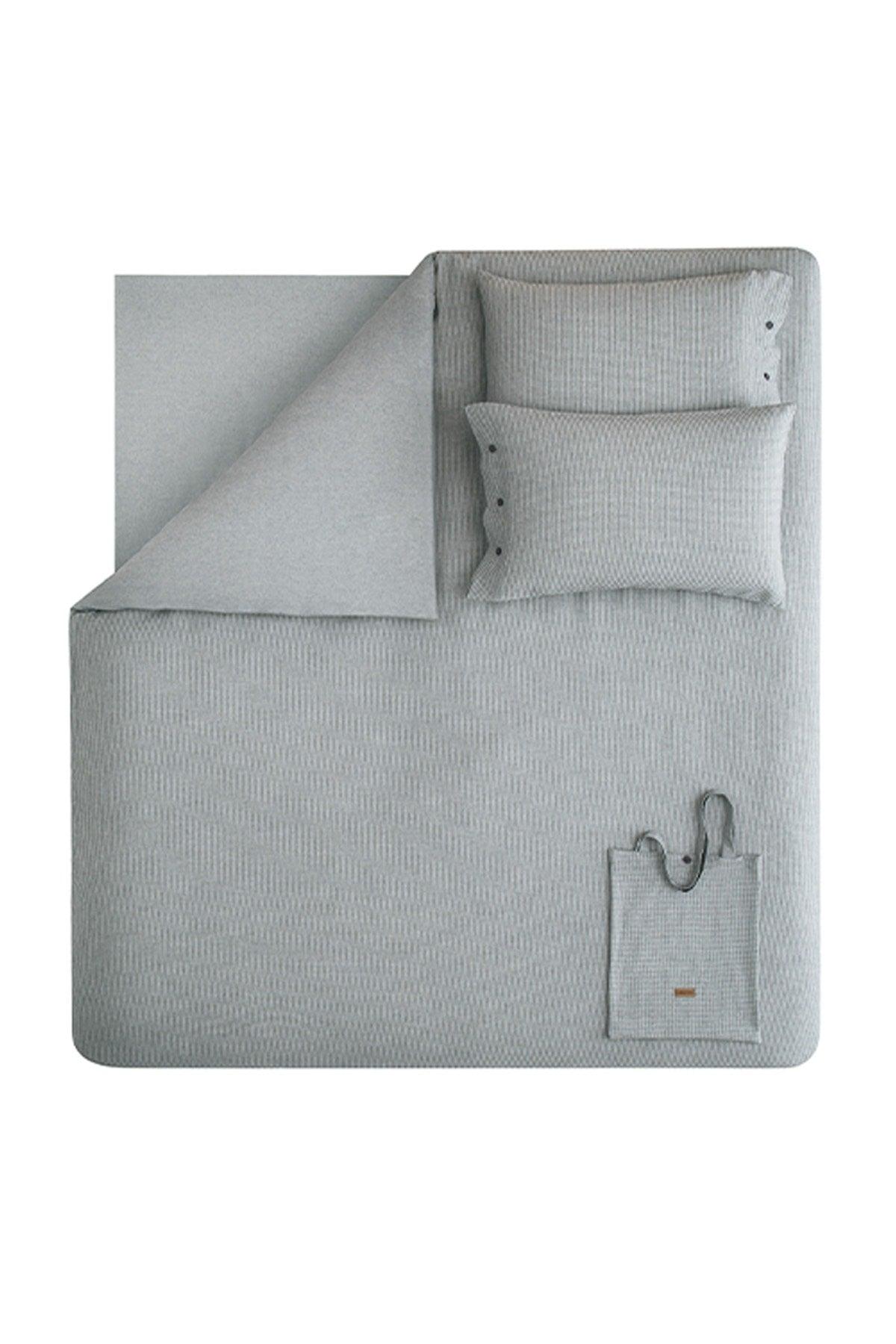 Arve Double Dobby Pique Duvet Cover Set - Gray - Swordslife