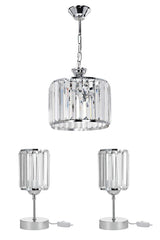 Century Crystal Chrome Bedroom Chandelier And Lampshade Set - Swordslife