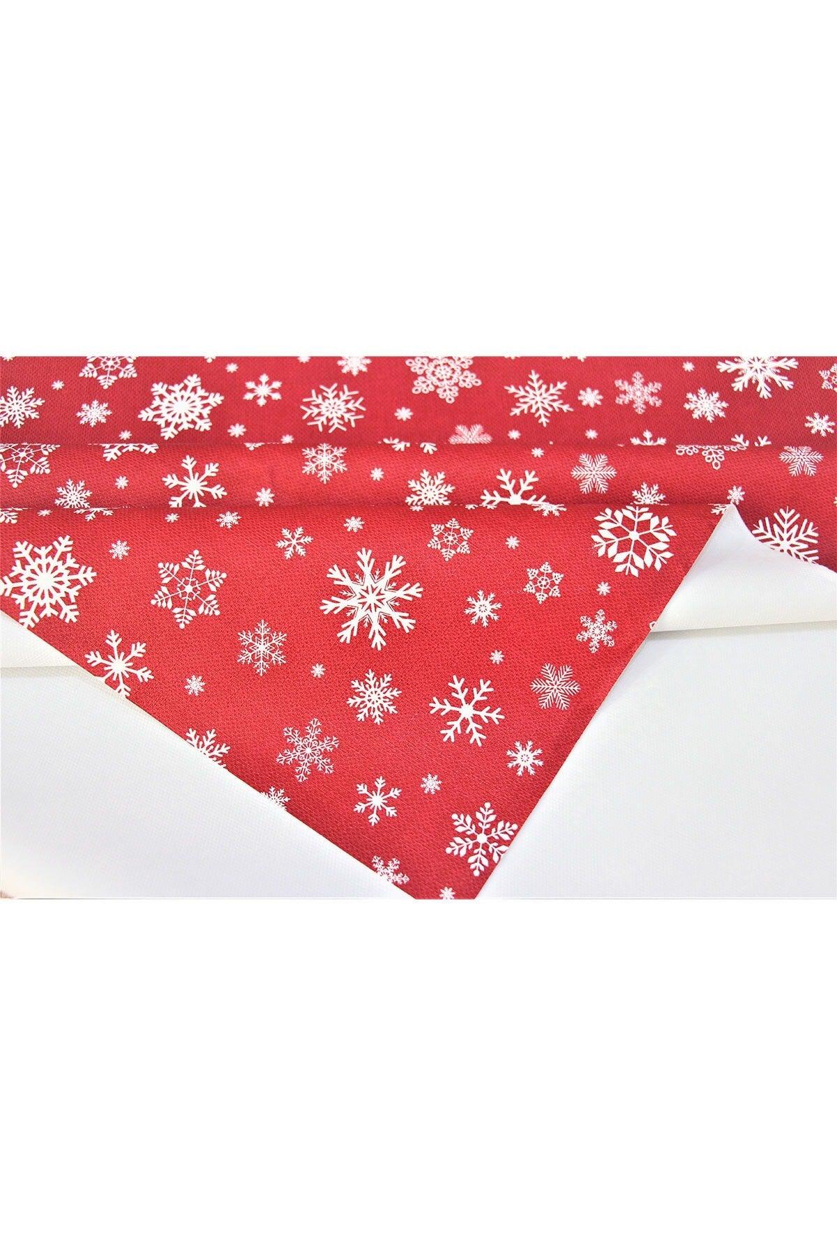 Lined Erasable Pvc Oilcloth Table Cloth Red Snowflake - Swordslife