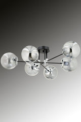 Asya 6 Modern Smoked Globe Glass Plafonier Chandelier - Swordslife