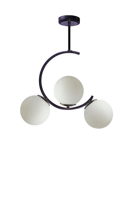 Athens Modern Black Case White Indoor Glass Triple Chandelier - Swordslife