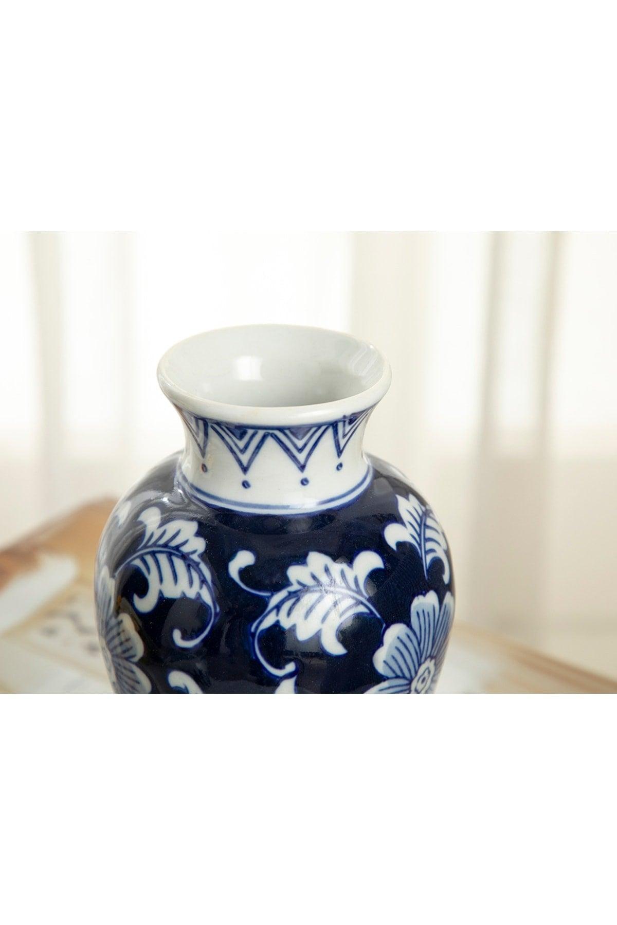 Aurora Porcelain Vase 10x10x15 Cm Blue-white - Swordslife