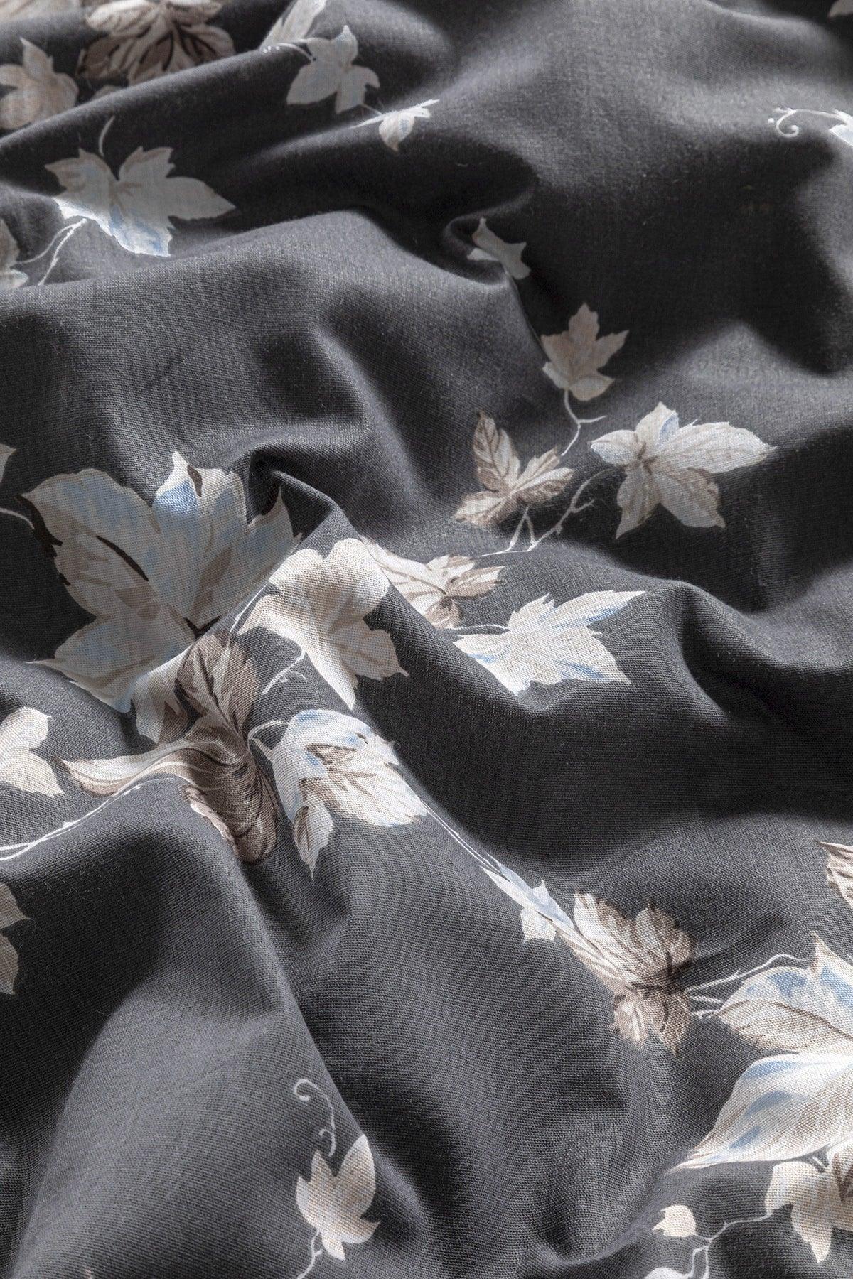 Autumn Ivy Cotton Double Duvet Cover Set 200x220 Cm Anthracite - Swordslife