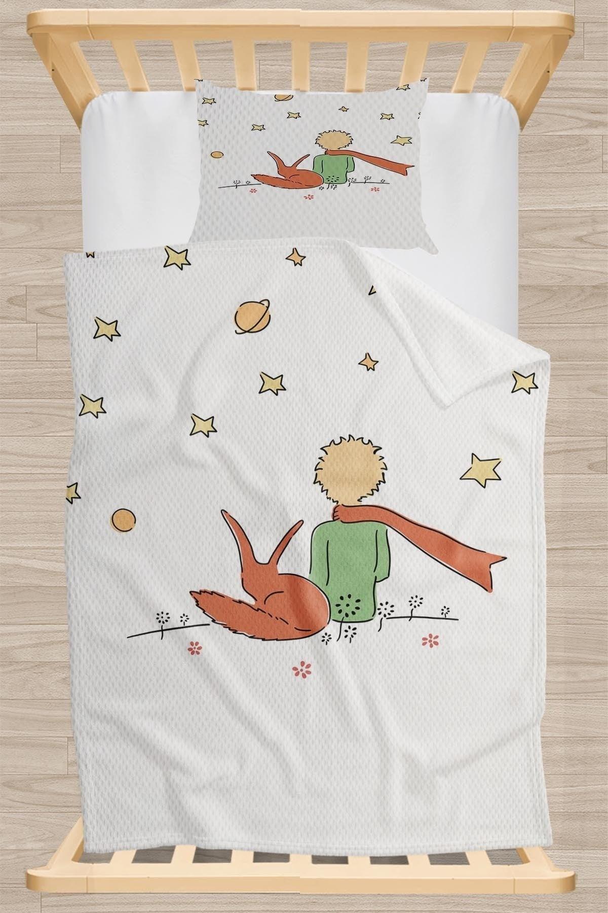 Crescent and Stars Little Prince Patterned Single Child Pique Set - Swordslife