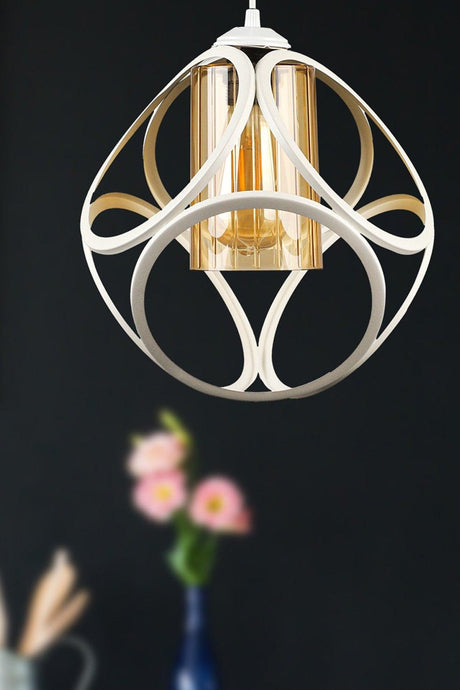 Aydın Single Chandelier White Honey Acrylic