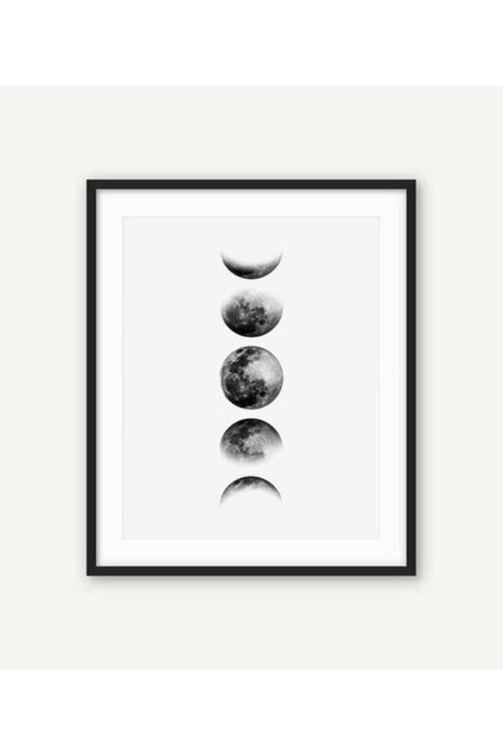 Black Framed Wooden Wall Painting With Moon Moods And Movements Design A4 - Swordslife