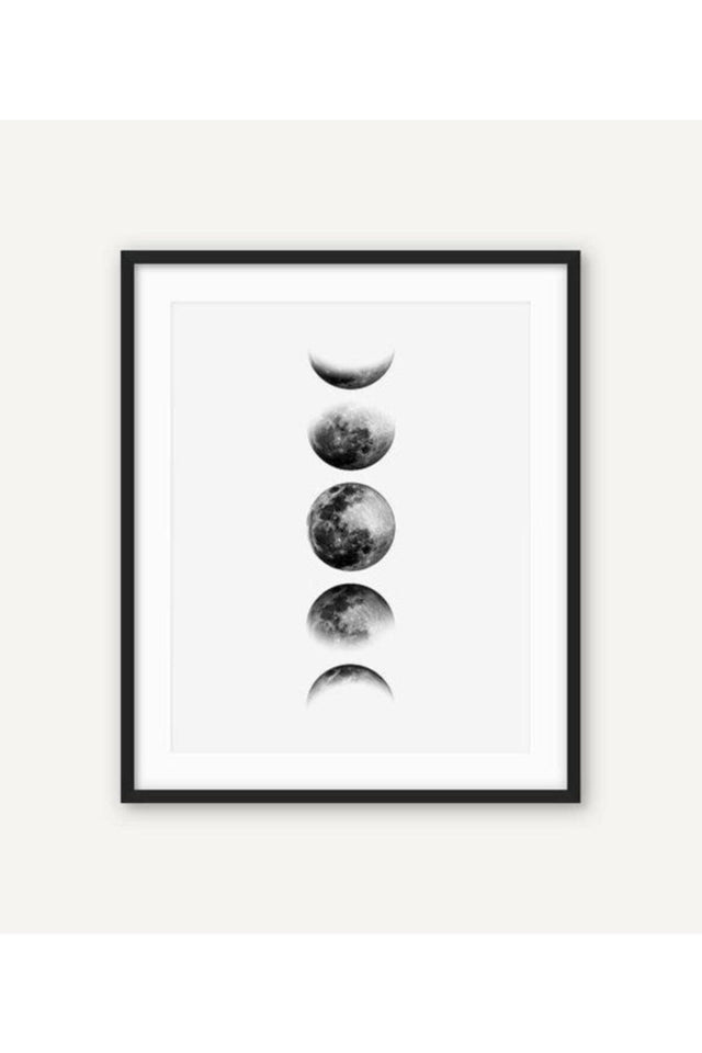 Black Framed Wooden Wall Painting With Moon Moods And Movements Design A4 - Swordslife