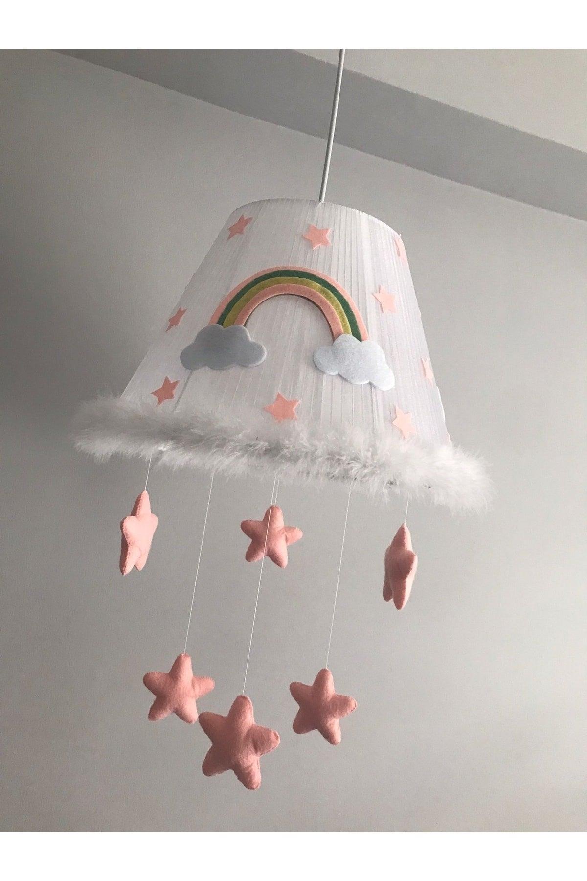 Baby Kids Room Chandelier White Tulle Salmon Rainbow - Swordslife