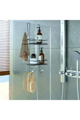 Badezimmer Zubehör Set mit 4 Schwarz, Edelstahl Duschkabine Hanger Duschkabine Shampoo Schwarz D-3 - Swordslife