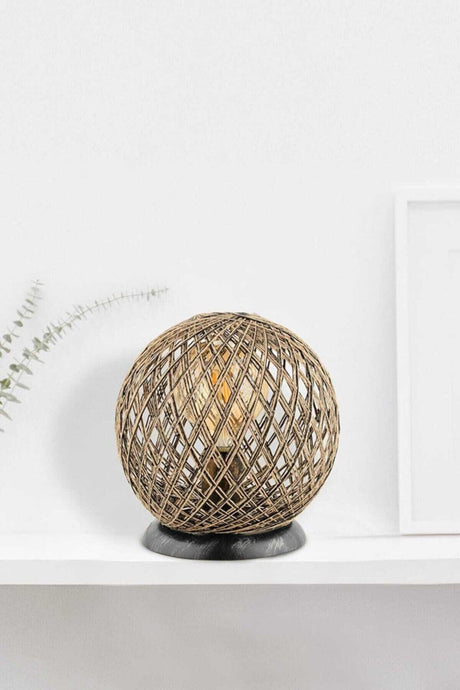 Balle Globe Lampshade Jute Beige Table Lamp - Swordslife