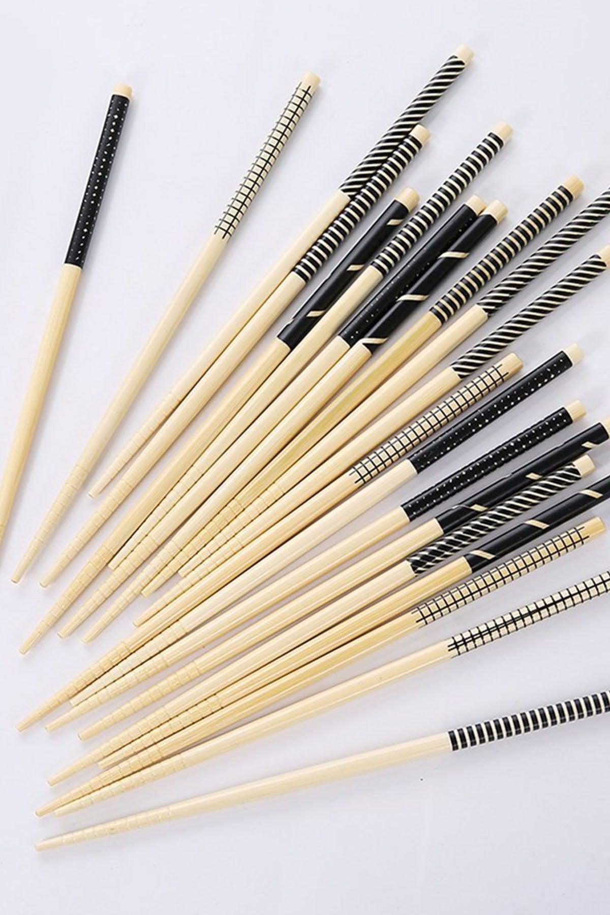 Bamboo Chopstick Set 10 Pairs Black&white