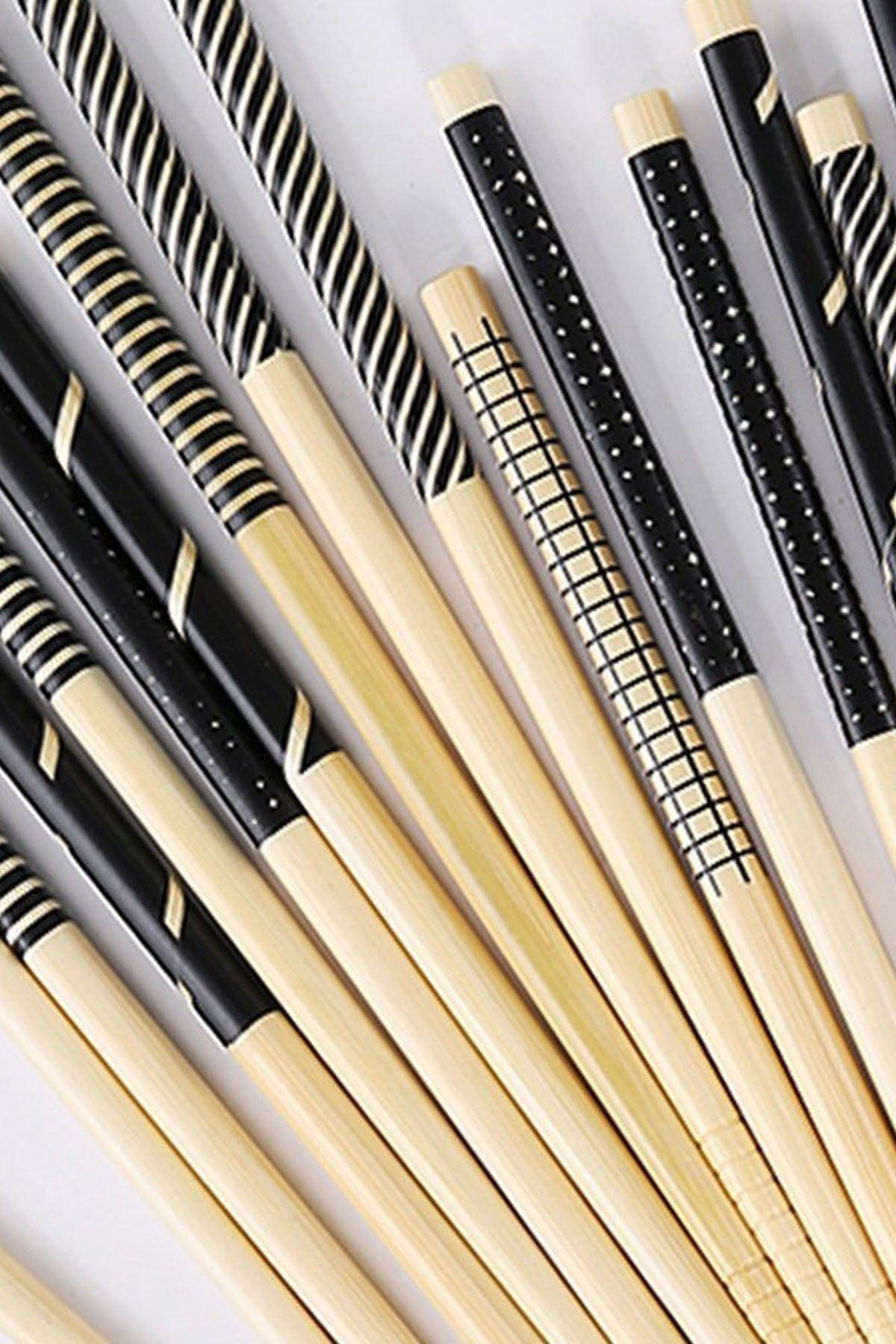 Bamboo Chopstick Set 10 Pairs Black&white