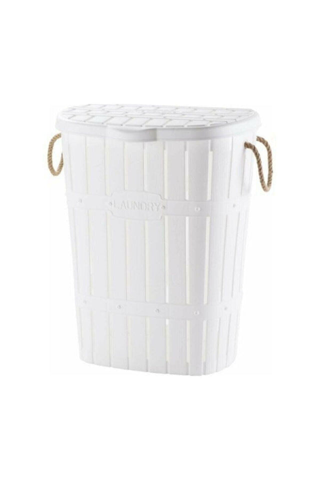 No 4 Dirty Laundry Basket With Bamboo Rope White - Swordslife