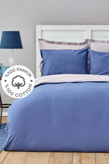 Basic Gray Indigo 100% Cotton Double Sided Double Duvet Cover Set - Swordslife