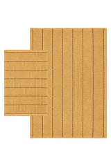 Basic Stripe Natural Cotton Bathroom Rug Set