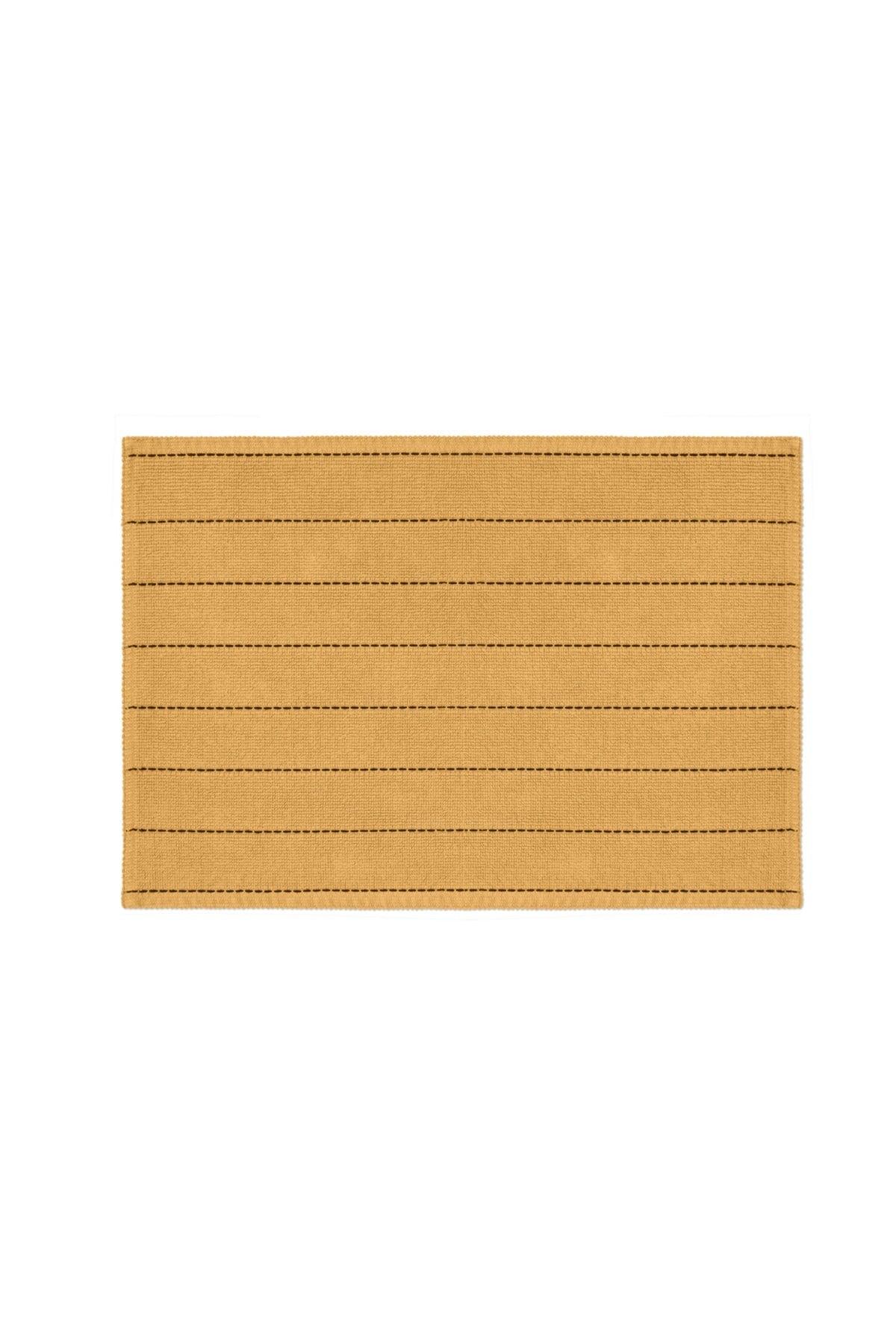 Basic Stripe Natural Cotton Bathroom Rug Set