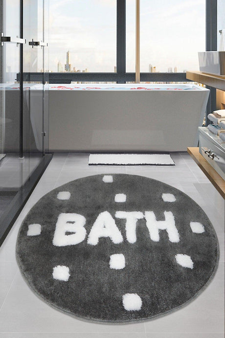 Bath Smoked 90x90 Cm Bath Mat, Bathroom Carpet With Non-Slip Base - Swordslife