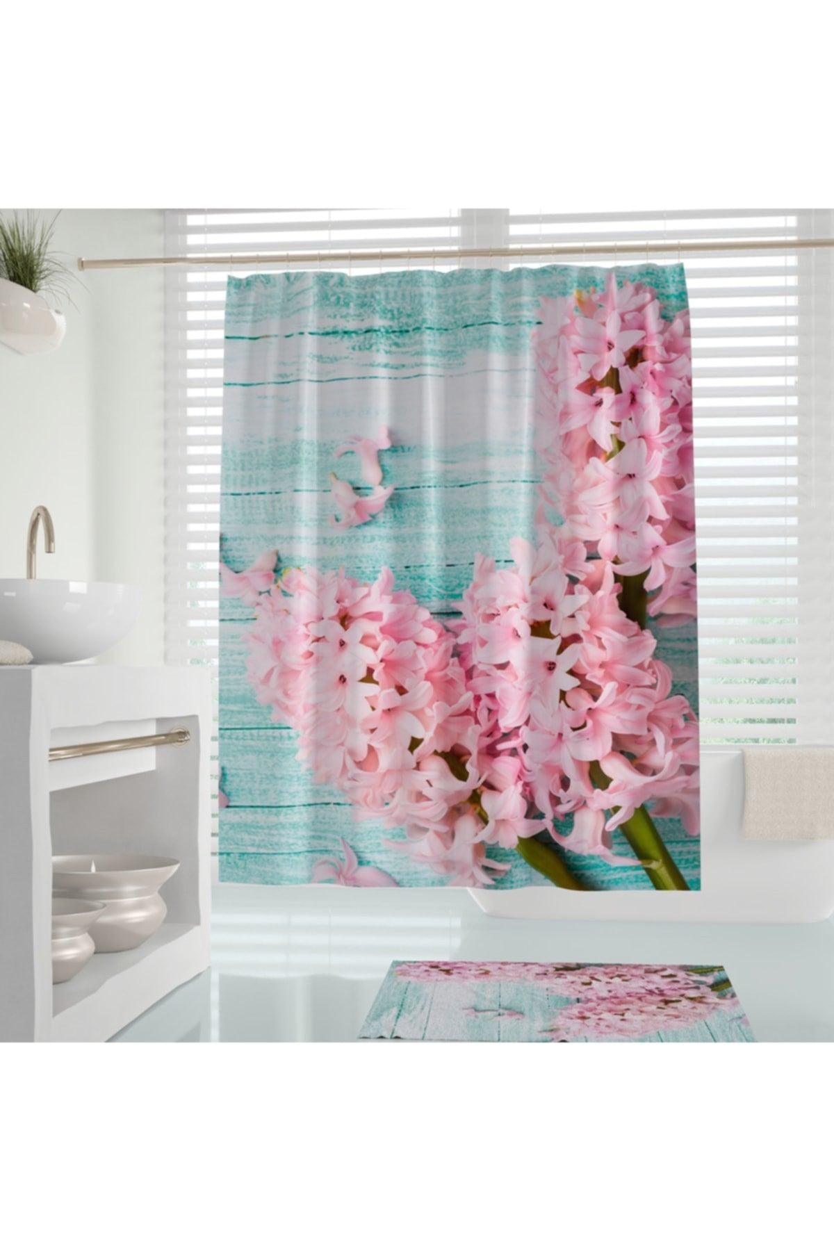 Bathroom Shower Curtain-lilac Flower Pattern Bathroom