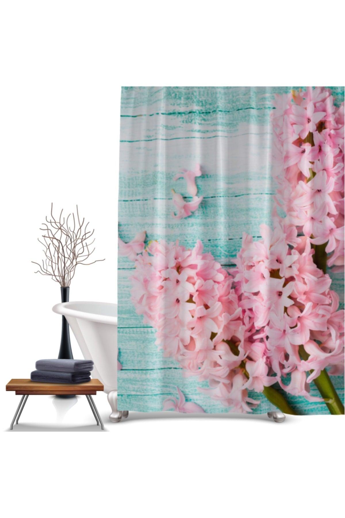 Bathroom Shower Curtain-lilac Flower Pattern Bathroom