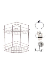 Bathroom Accessory Set 4 Chrome , Stainless Corner Shower Shelf Shampoo Holder Chrome Tk-02 - Swordslife