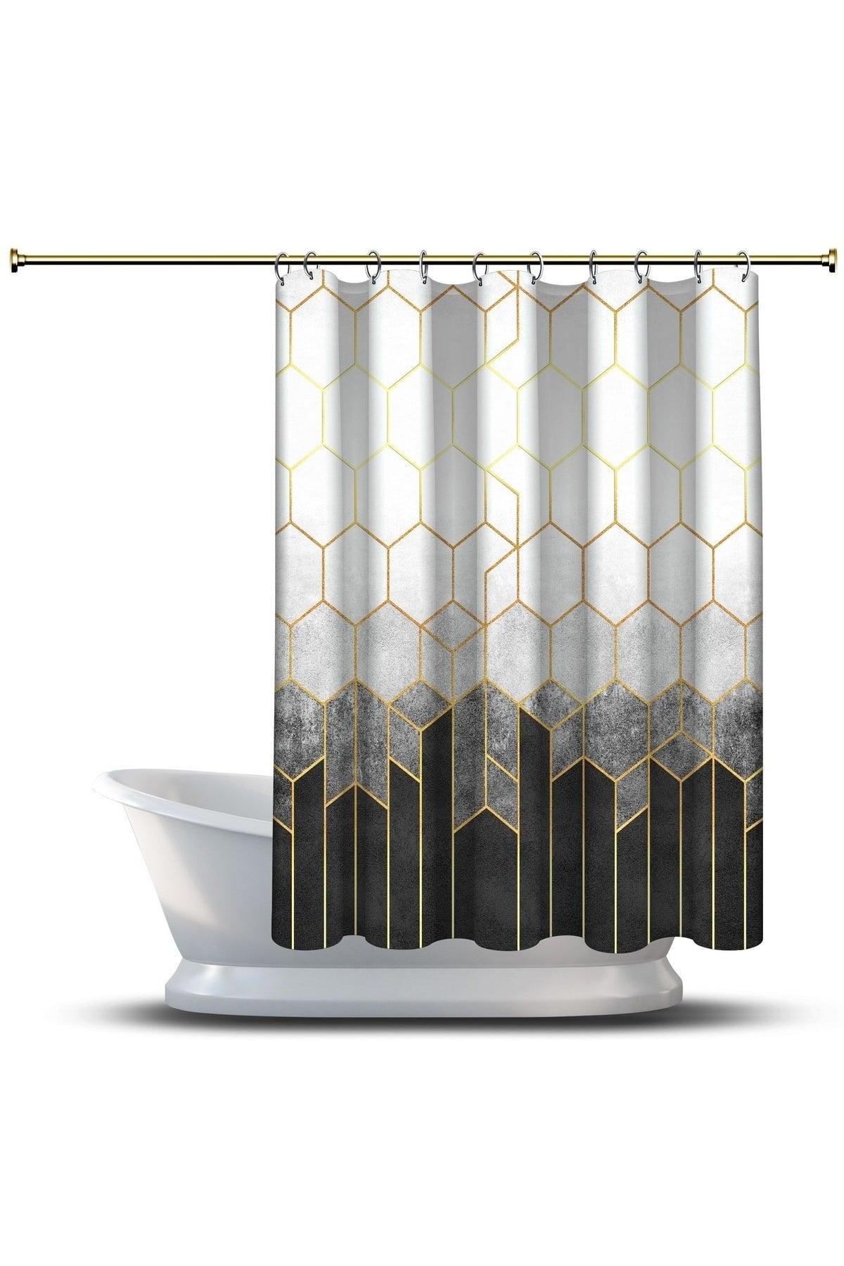 Bathroom Shower Curtain Design Decor Black Beige