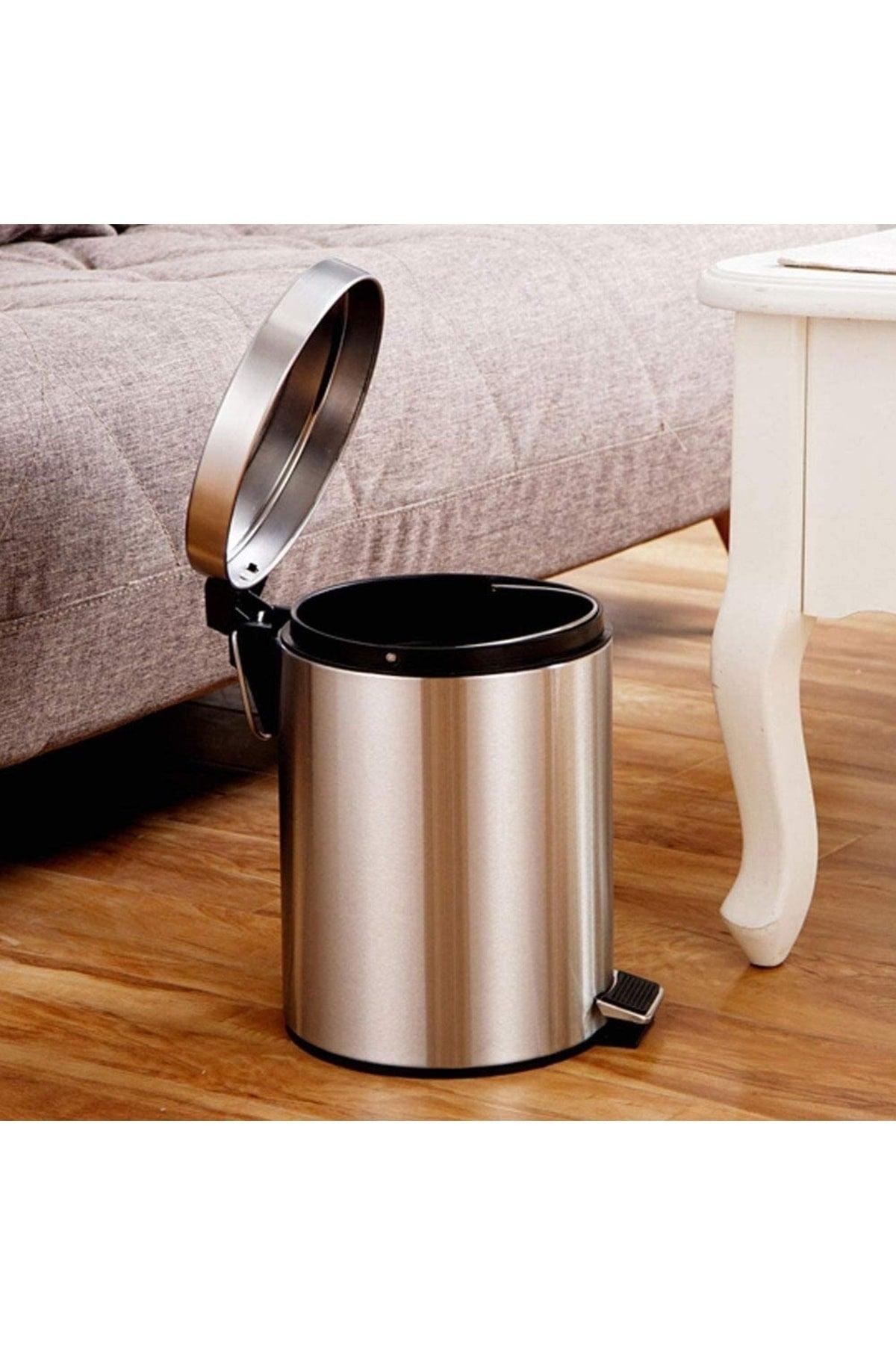 Bathroom Toilet Balcony Kitchen, Pedal Stainless Metal Dustbin 3 Liter Fma08400 - Swordslife