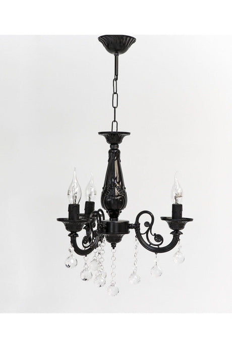 Defne 3 Arm Cast Black Stone Chandelier - Swordslife