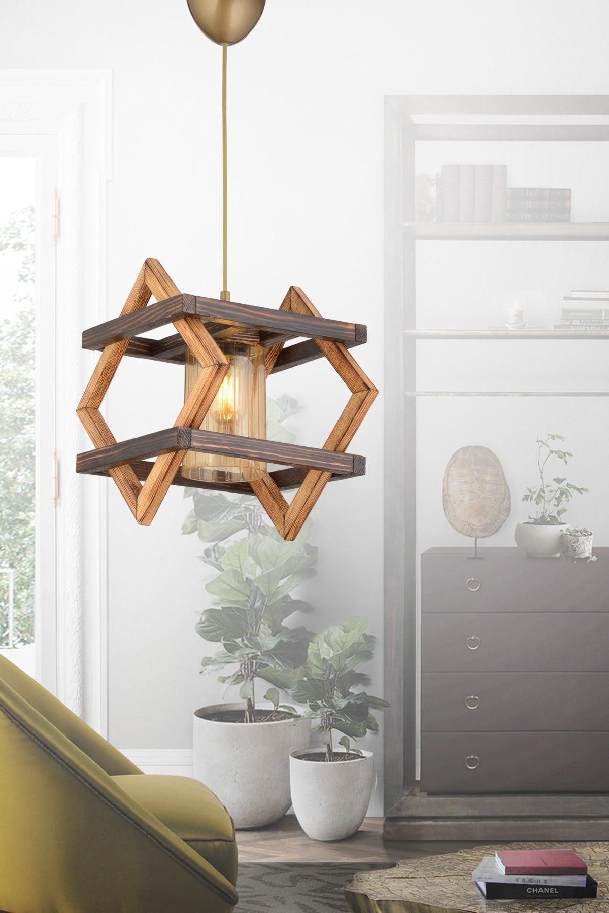 Bcd Design Lighting Diamond Decorative Wooden Pendant Chandelier - Swordslife