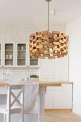 Bcd Design Lighting Mosaic Wood Pendant Chandelier - Swordslife