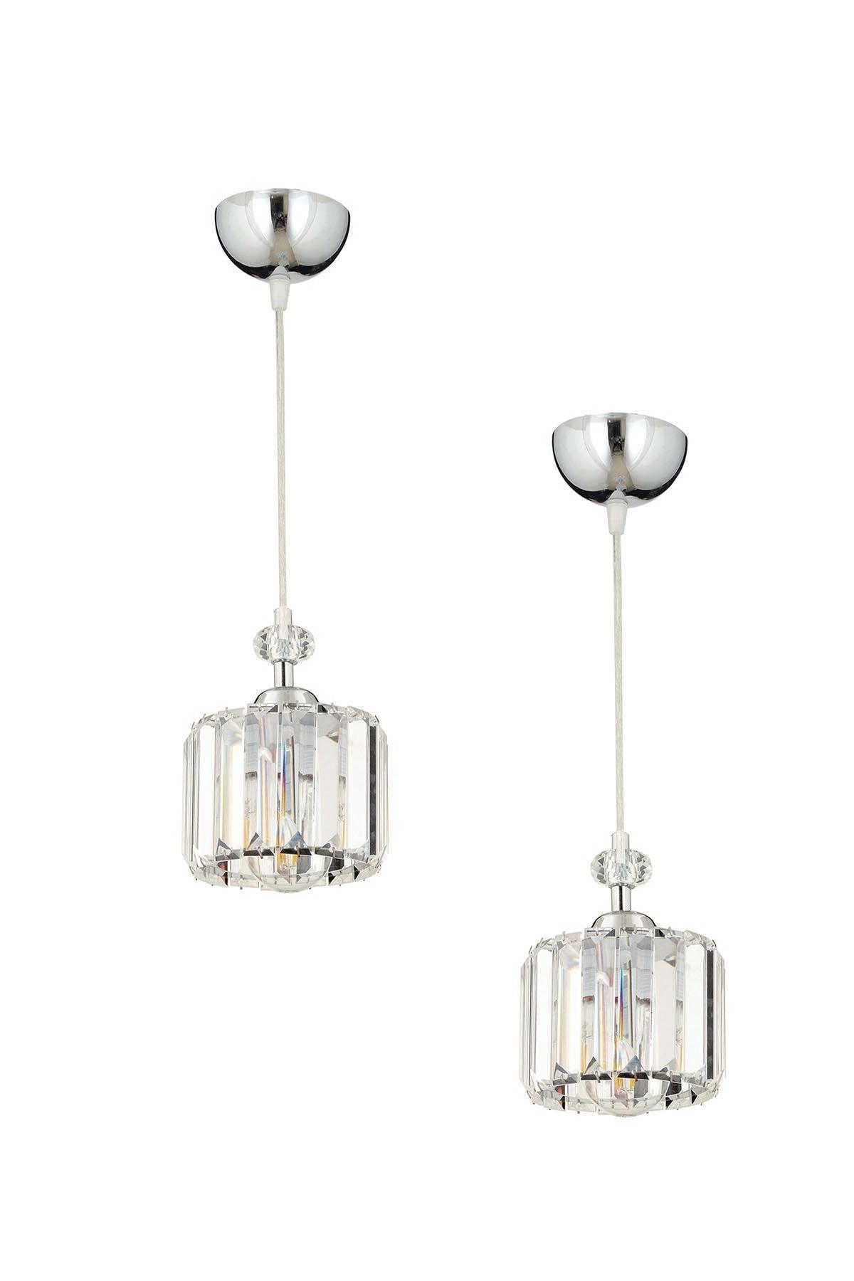 Saka Single Chrome 2 Piece Stone Chandelier Set - Swordslife