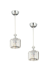 Saka Single Chrome 2 Piece Stone Chandelier Set - Swordslife