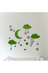 Wooden Sky Composition Wall Decor For Baby Room Green-black - Swordslife