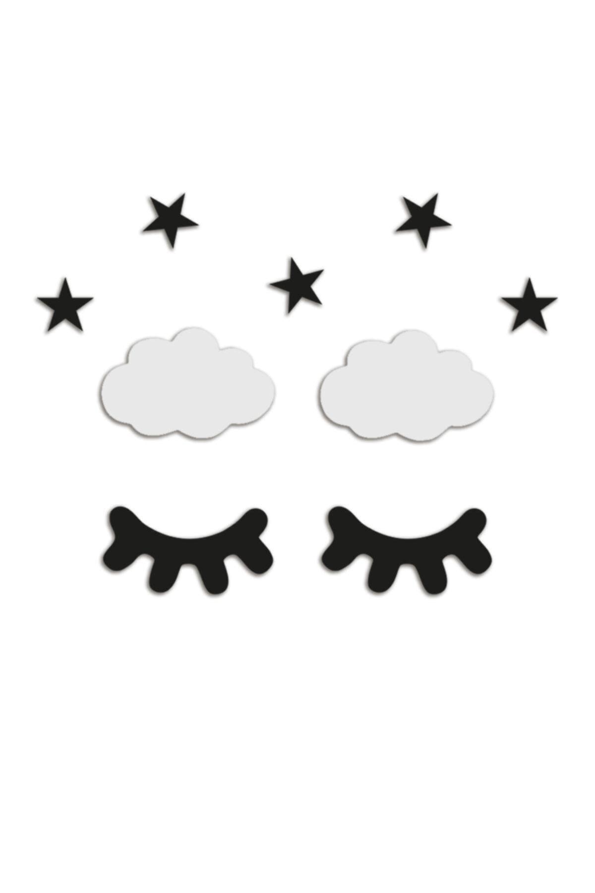 Bedtime Star Cloud Eyelash Set Wood Laser Cut Wall Decor - Swordslife