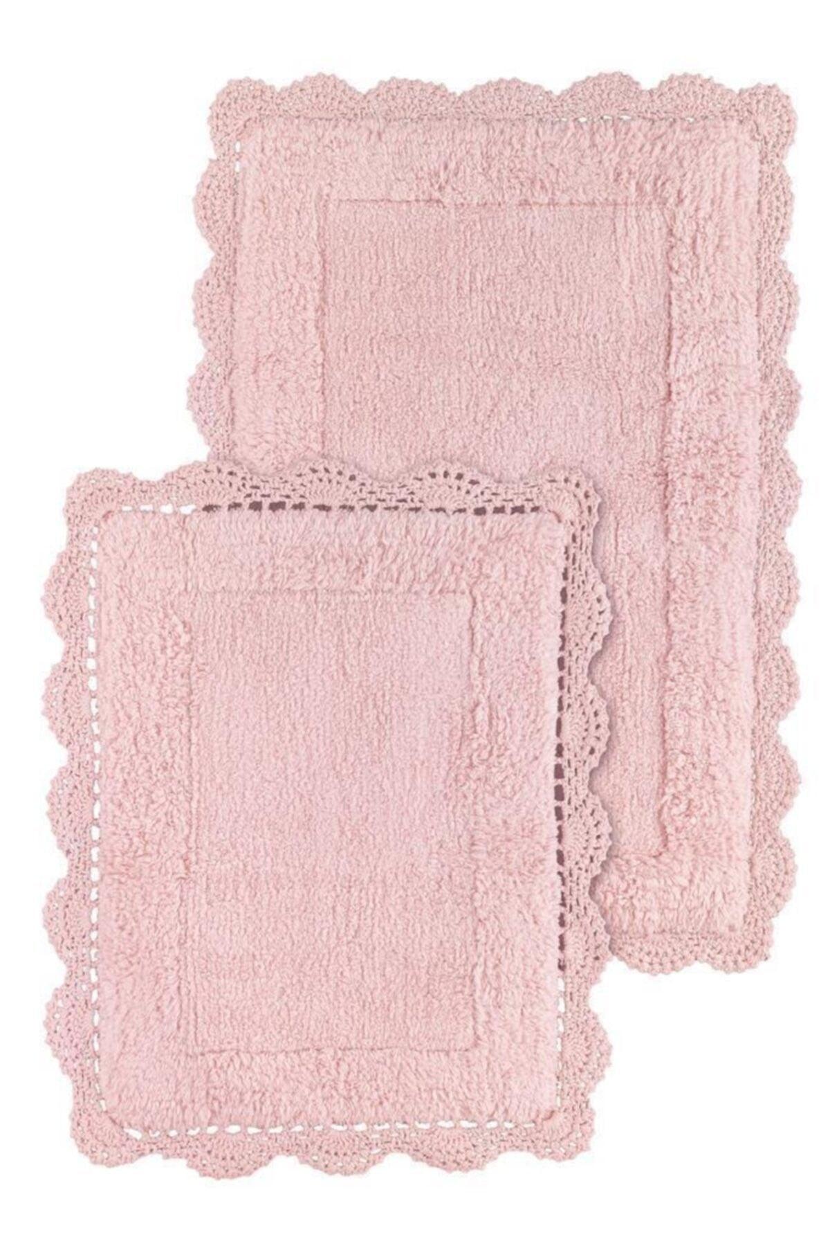 Belton Edge Hand Knitted Bath Mat Set 45x60-50x80 Cm Pink - Swordslife