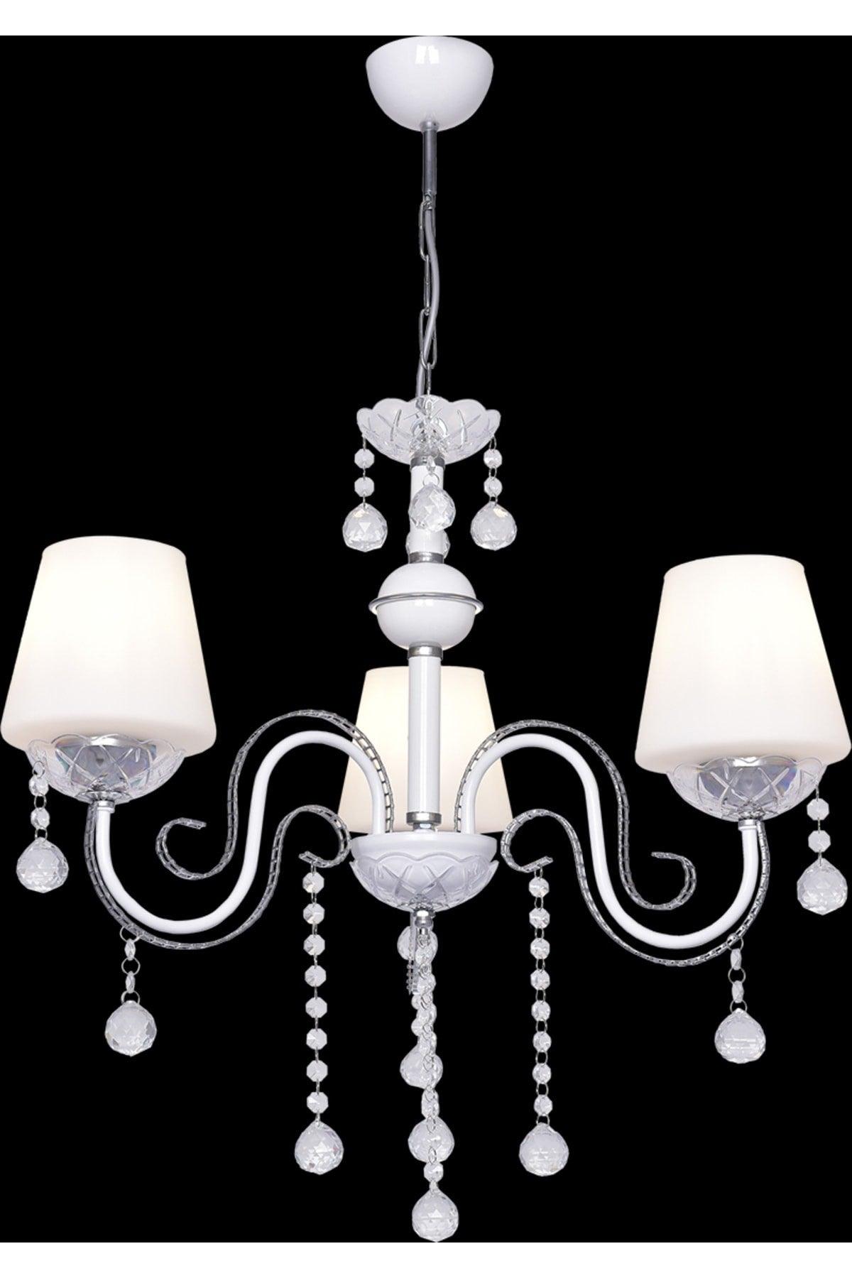 Berfin Triple White Chrome Special Static Painted Stainless Stone Chandelier - Swordslife