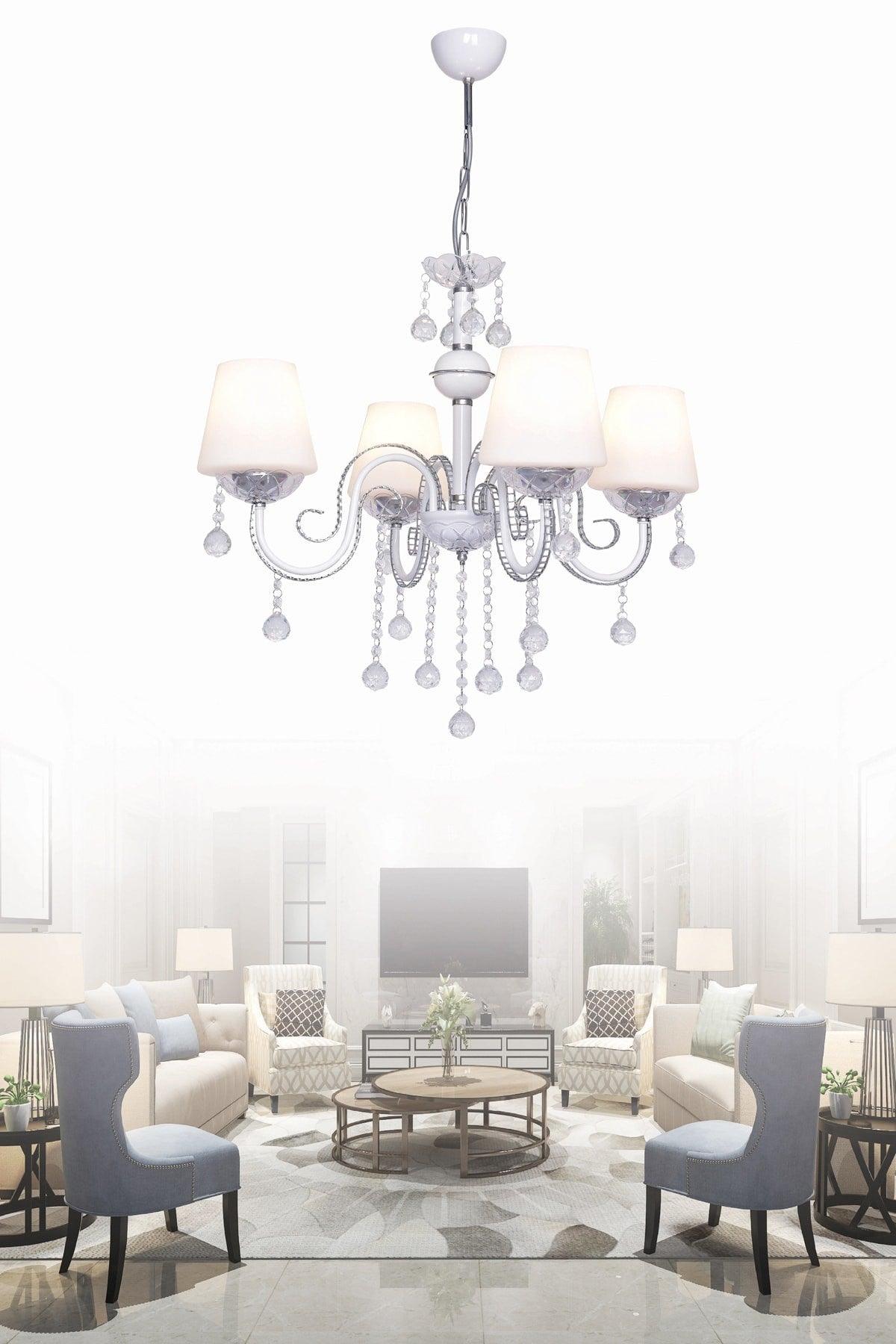 Berfin 4-Set White Chrome Special Static Painted Stainless Stone Chandelier - Swordslife