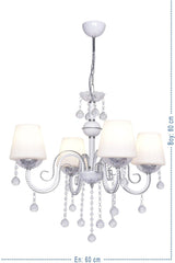 Berfin 4-Set White Chrome Special Static Painted Stainless Stone Chandelier - Swordslife