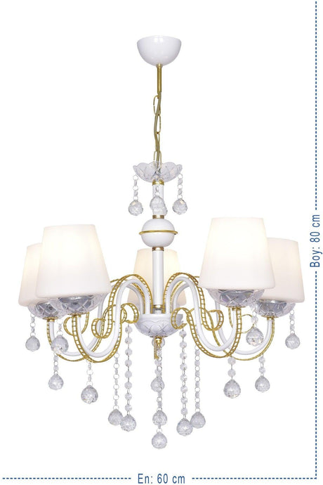 Berfin 5 Piece White Yellow Special Static Painted Stainless Gold Stone Chandelier - Swordslife