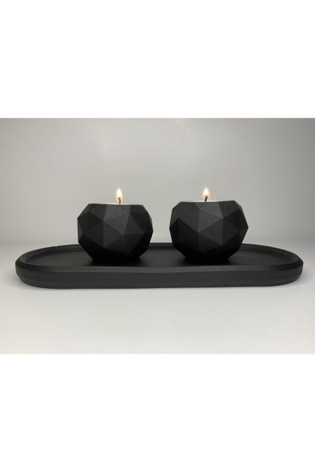 Concrete Handmade Black Candle Holder Set - Swordslife