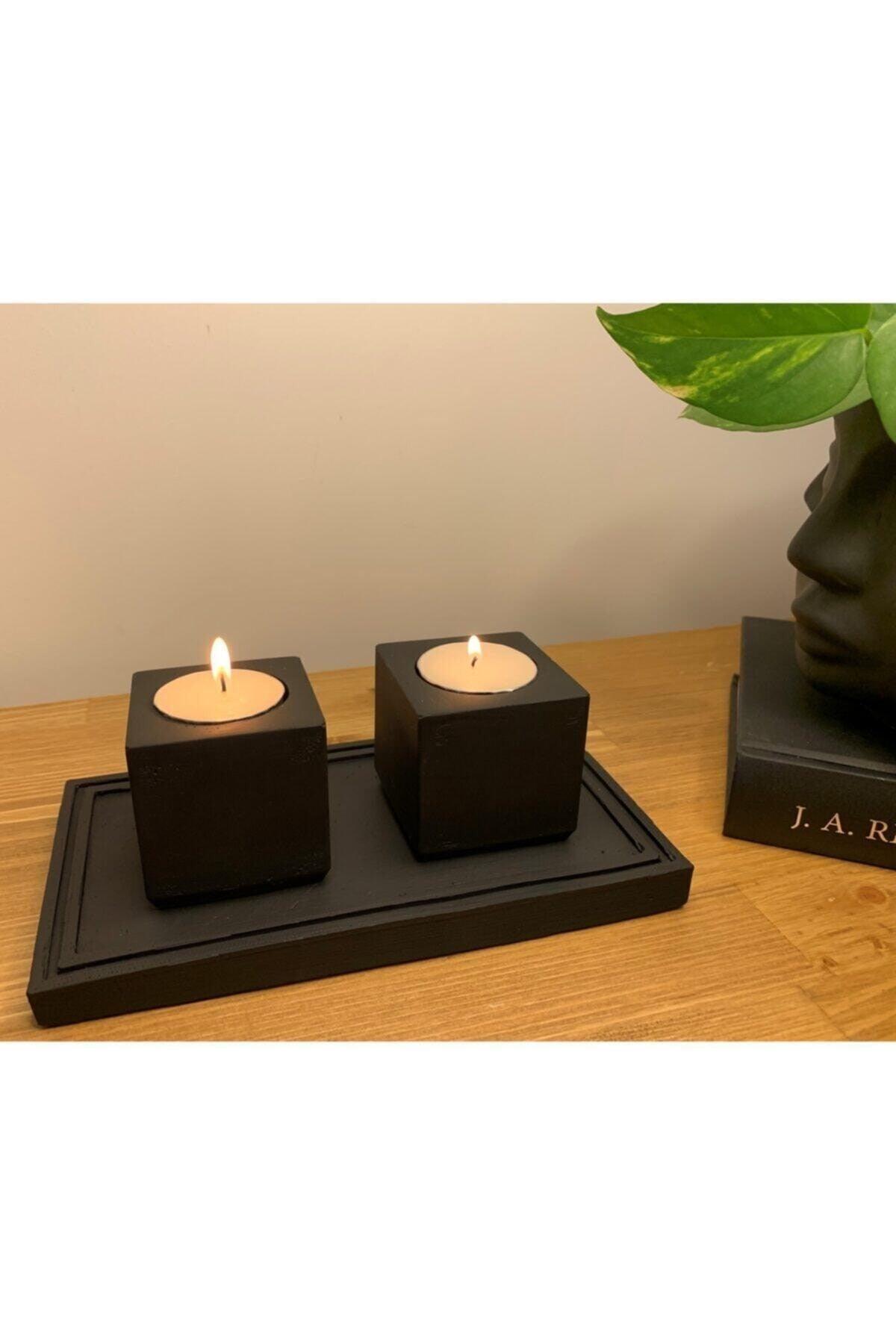 Concrete Black Candle Holder Set - Swordslife