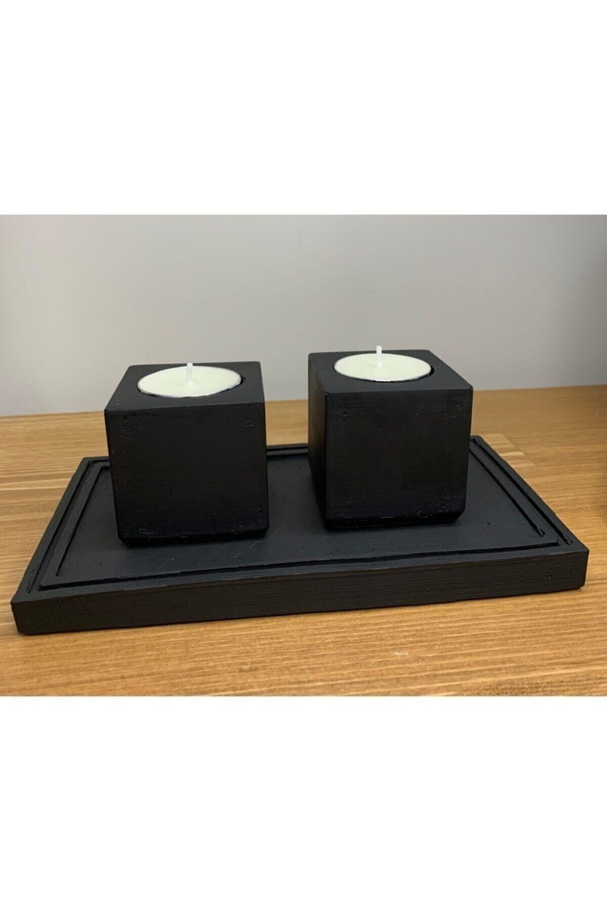 Concrete Black Candle Holder Set - Swordslife