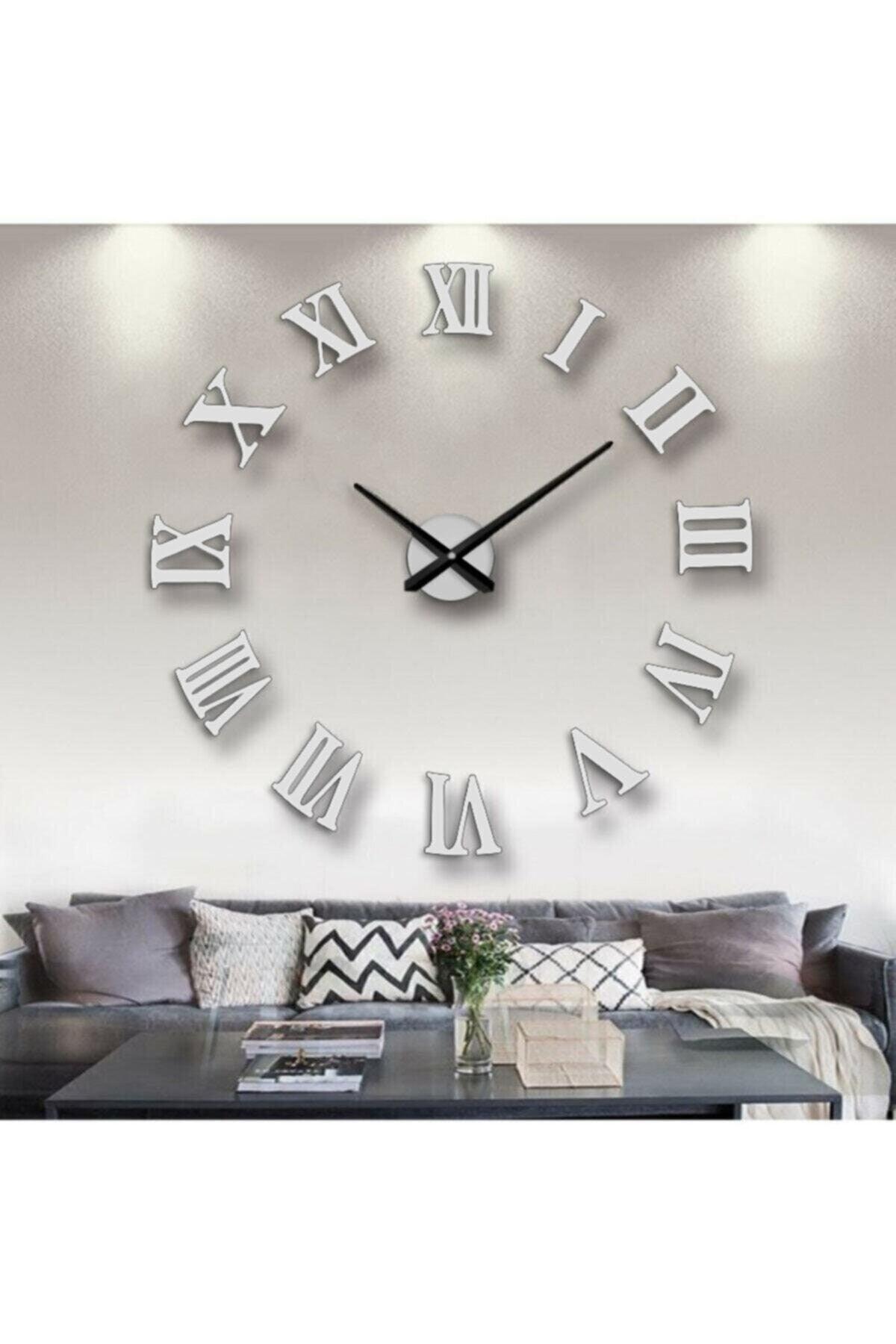 White Wooden 3d Roman Numeral Wall Clock - White - Swordslife