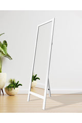 White Natural Wooden Leg Full Length Mirror 145x40cm - Swordslife