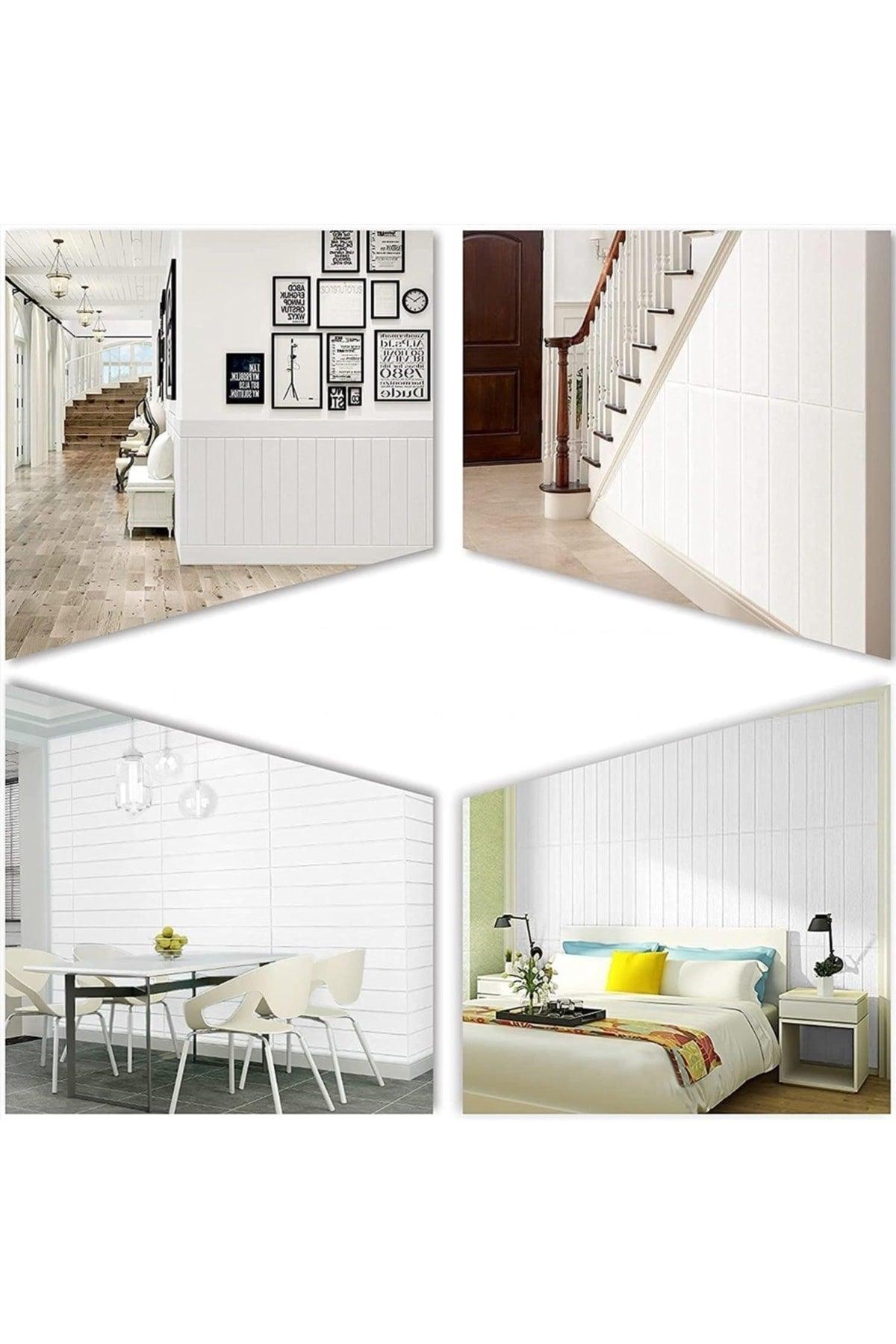 White Paneling 3d Self Adhesive Wallpaper Wall Panel - Swordslife