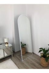 White Metal Framed Leg Oval Full Length Mirror 180*60 Cm - Swordslife