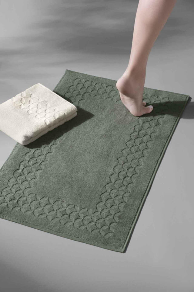 Biscay Bathmat Olive - Extra Soft, Modern 100% Cotton 50x75cm. Foot Towel / Bath Mat Set - Swordslife