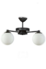 Black 2 Modern Globe White Glass Plofonier Model Chandelier - Swordslife