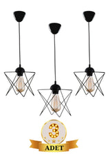 Black 3 Pieces Single Pendant Zigzag Chandelier - Swordslife