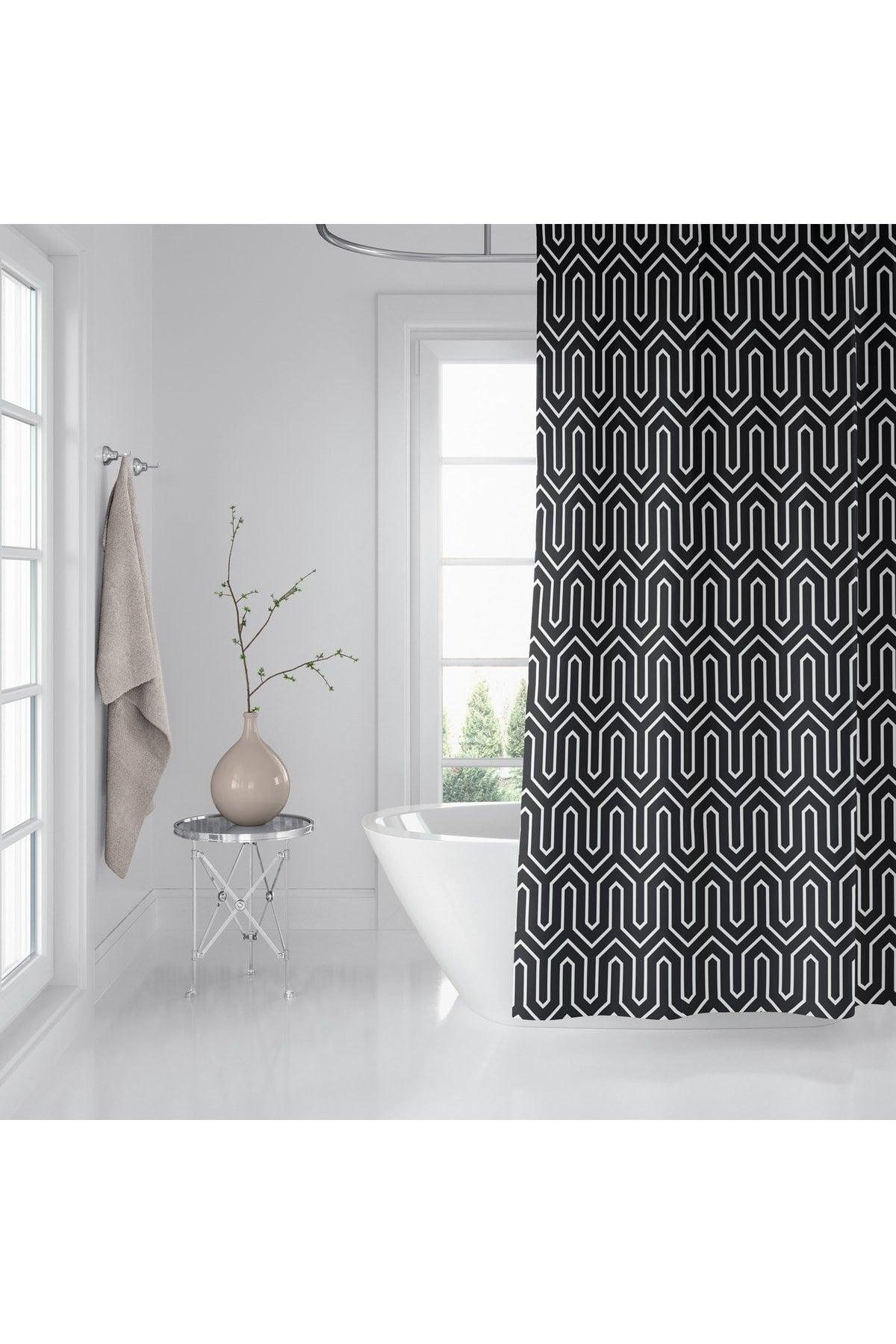 Black Bathroom Curtain-single Sash Bathroom Decoration Product Shower Curtain, Luxury Shower Cabin And Bathtub Curtain - Swordslife